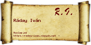 Ráday Iván névjegykártya